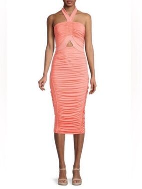 Bailey 44 Coral Ruched Halter Maxi Dress